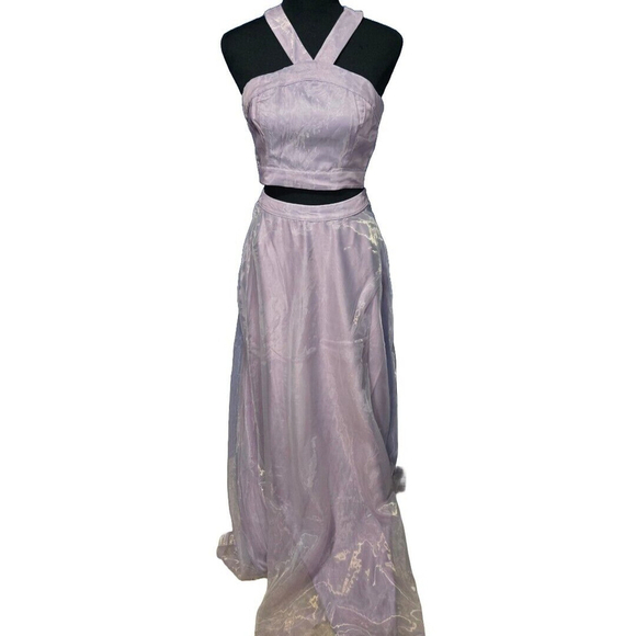 Lulus Lavender Two Piece Prom Dress Small NWT Organza Maxi Formal Event Skirt - Picture 2 of 8